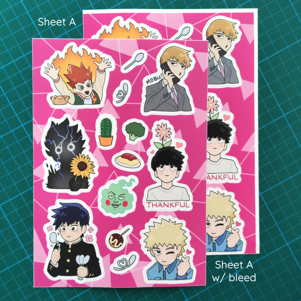 Chibi Sheet A and w/ bleed (A5, the individual stickers are unaffected) price is discounted