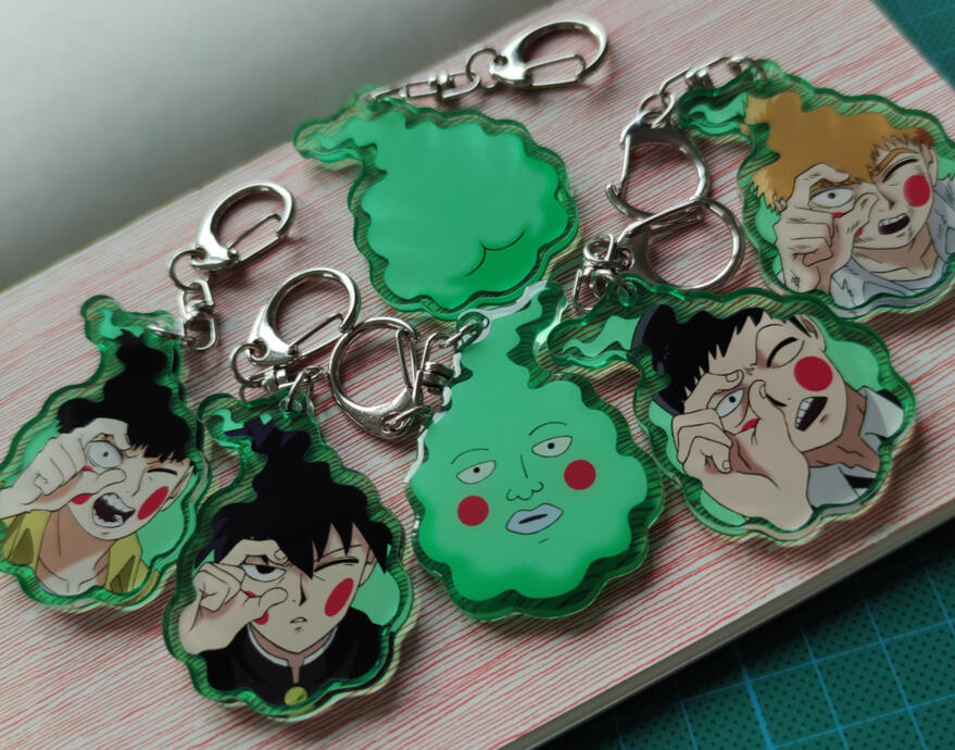 Evil Spirit Possession (2 in), Butt, Bowl Cut Kid, Club President, Edgy Boy, Con Man (there are two designs!) &amp; Security Guard (SOLD OUT). All 6 (SOLD OUT). 5 pc set (excluding Security Guard) costs 44 CHF. Edges are semi transparent.